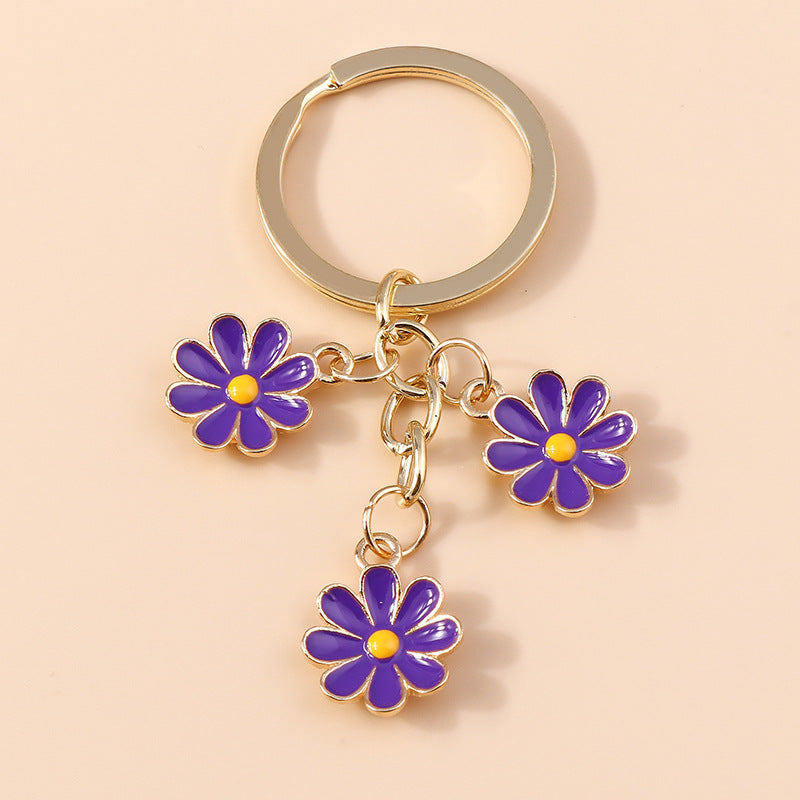 Wholesale Daisy Metal Keychain Flower Accessories Pendant